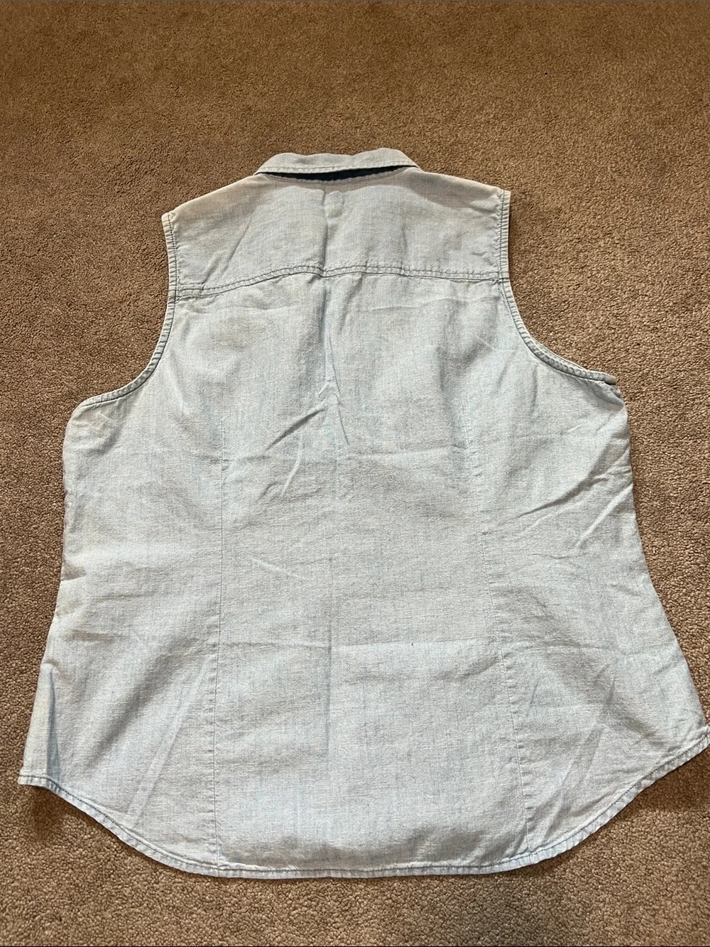 J. Crew 100% Cotton Button Front Sleeveless Tank Chambray size XL